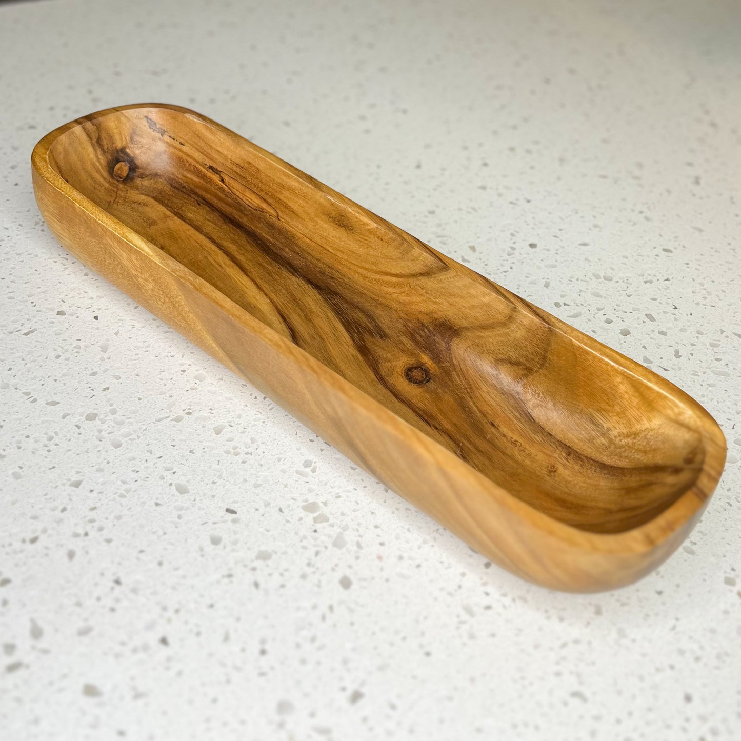 Large Oval BOHO Bowl - (Volume 2.5lbs) Deep Candle Ready 6X19X2.5, 6 Wick Wood Bowl