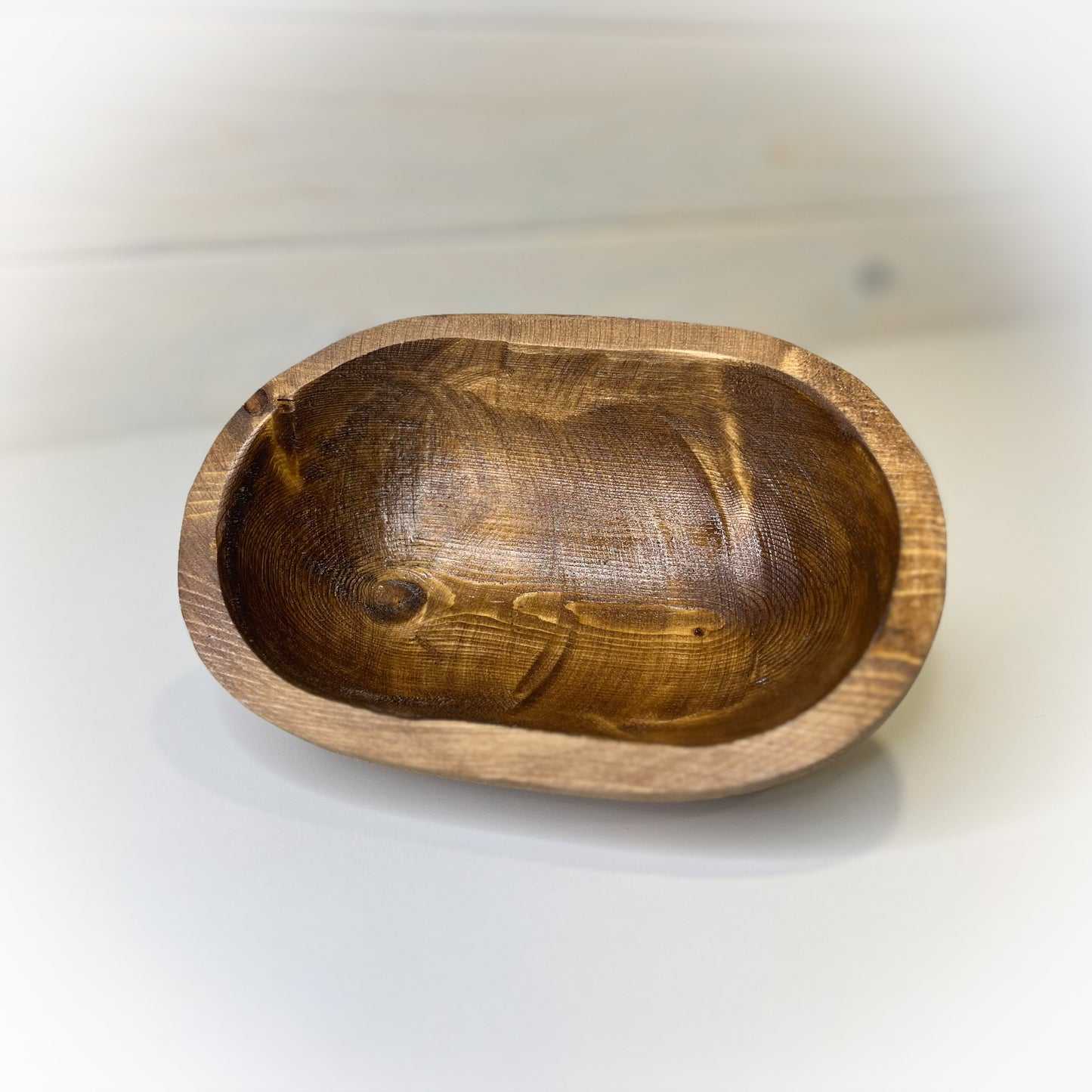 3 Wick Dough Bowl- Candle Ready 6" x 9" x 2.5" Farmhouse Wood Bowl