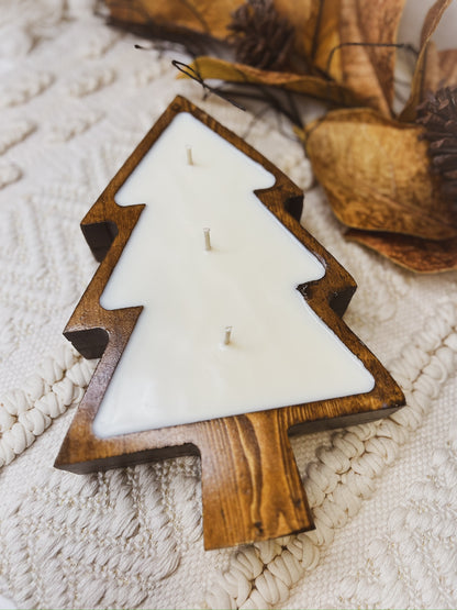 Tree Farmhouse Wood Bowl | Candle Ready 12"x 9"