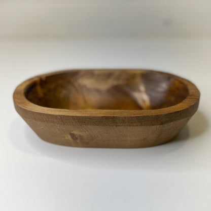 3 Wick Dough Bowl- Candle Ready 6" x 9" x 2.5" Farmhouse Wood Bowl