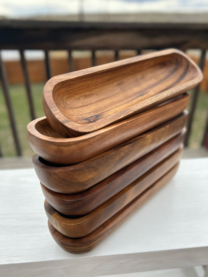 Large Oval BOHO Bowl  - (Volume 2.5lbs) Deep Candle Ready 6X19X2.5, 6 Wick Wood Bowl