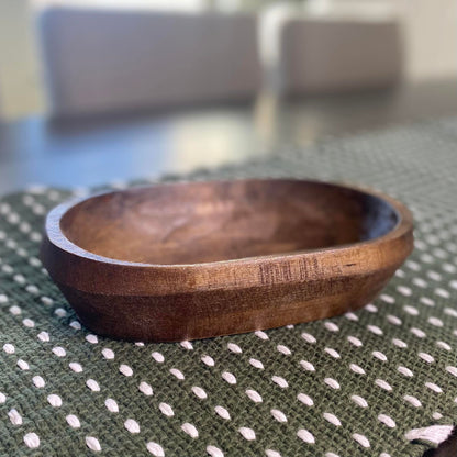 3 Wick Dough Bowl- Candle Ready 6" x 9" x 2.5" Farmhouse Wood Bowl