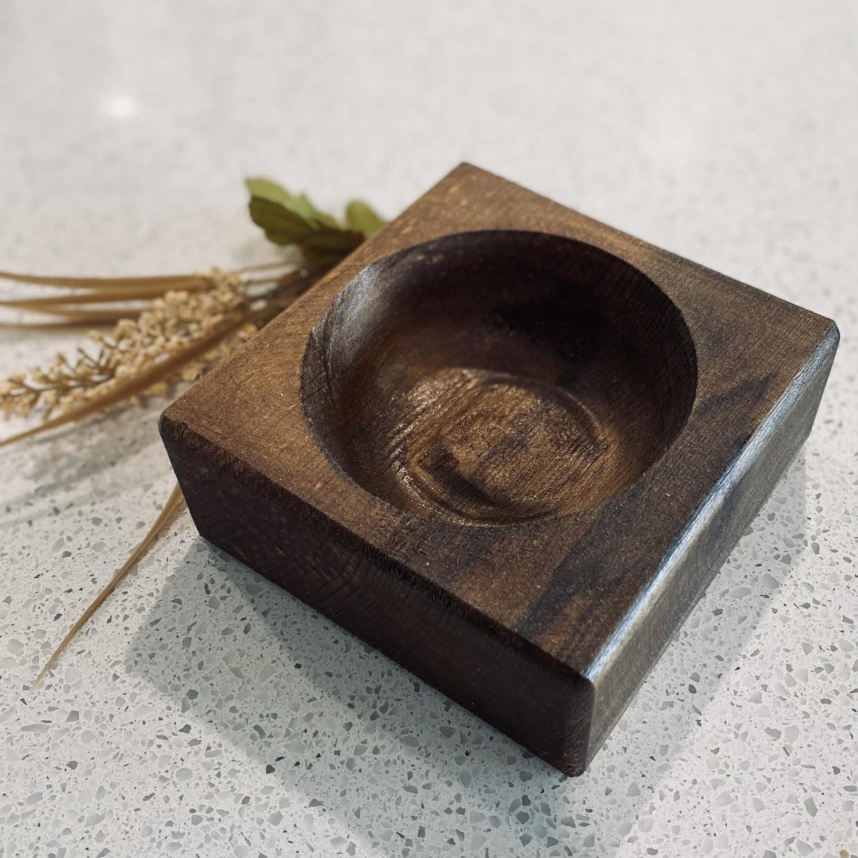 1 Hole Cheese Mold Candle Ready Farmhouse Wood Bowl 5.5"x5.5"