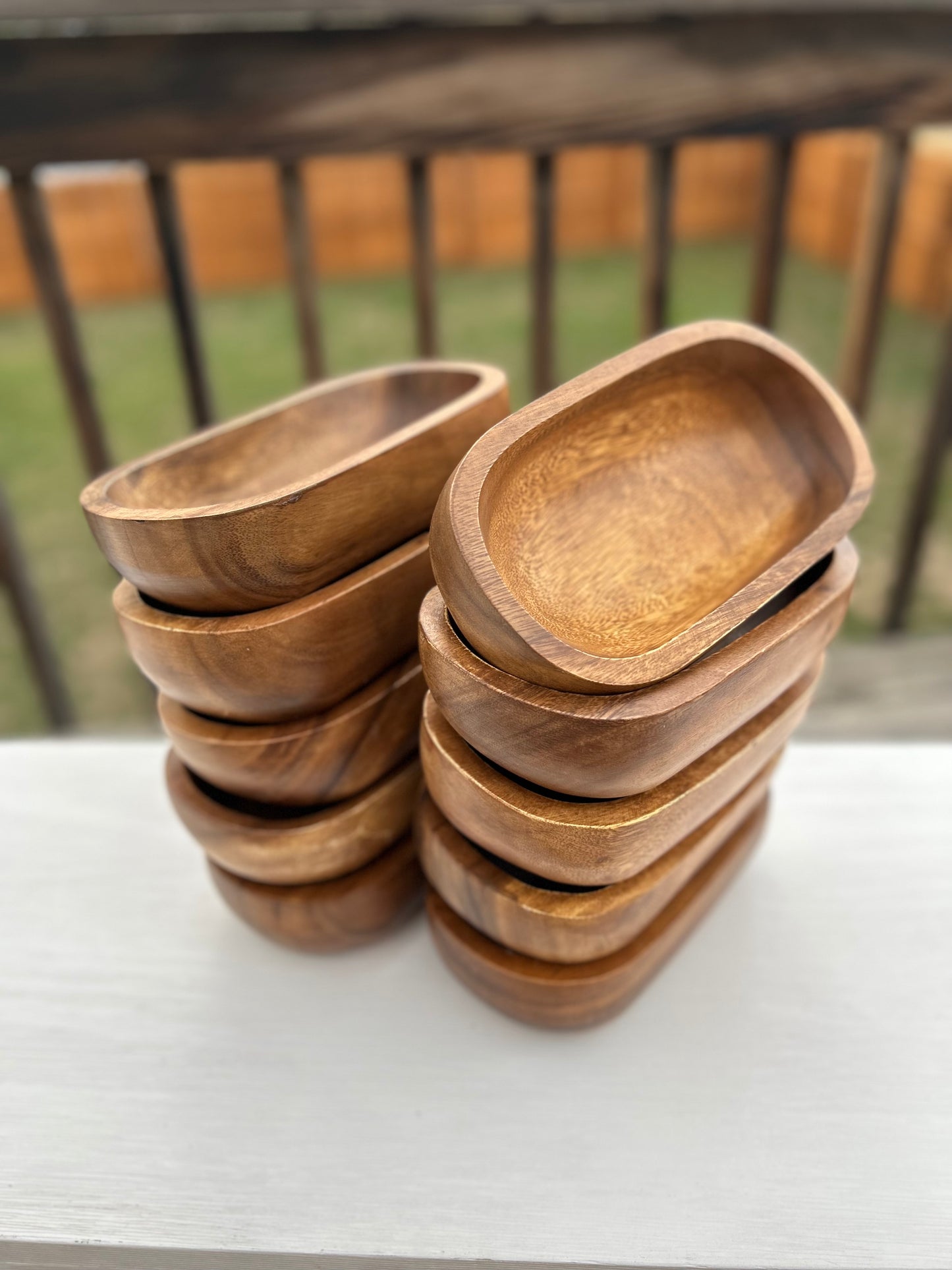 Bulk Pricing | Wholesale Bundle | Small Oval BOHO Bowl - Deep Candle Ready Acacia Wood Vessels