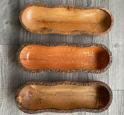 Live Edge Wood Dough Bowl | Heirloom Candle Ready Vessel | Handcrafted Rustic Farmhouse Decor | Large Wooden Centerpiece