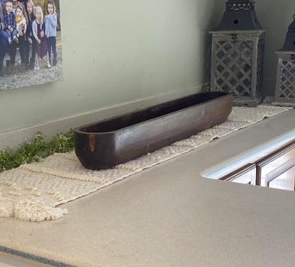 40" Extra Wide Extra Deep Safest Premium Standard Design Wooden Dough Bowl –Candle Ready Reusable and Repurposable Farmhouse Table Centerpiece