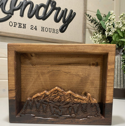 Hand-Carved Wooden Mountain Bowl: Rustic Farmhouse Candle Vessel (12.5" x 9.5" x 2.2")
