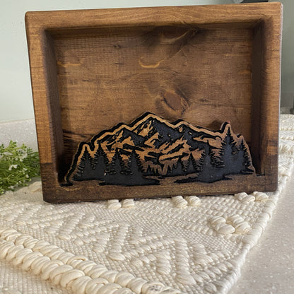 Hand-Carved Wooden Mountain Bowl: Rustic Farmhouse Candle Vessel (12.5" x 9.5" x 2.2")