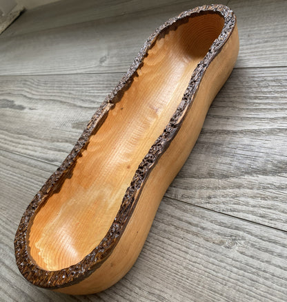 Live Edge Wood Dough Bowl | Heirloom Candle Ready Vessel | Handcrafted Rustic Farmhouse Decor | Large Wooden Centerpiece