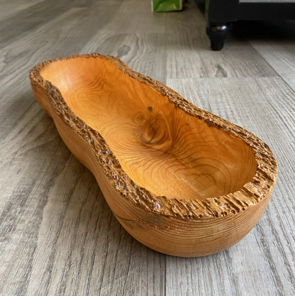Live Edge Wood Dough Bowl | Heirloom Candle Ready Vessel | Handcrafted Rustic Farmhouse Decor | Large Wooden Centerpiece