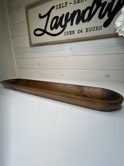 Extra long Wood Bowl - Candle Ready 6" X 30" X 2” Farmhouse Wood Bowl