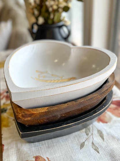 Large Heart Bowl, 11" Farmhouse Wood Bowl