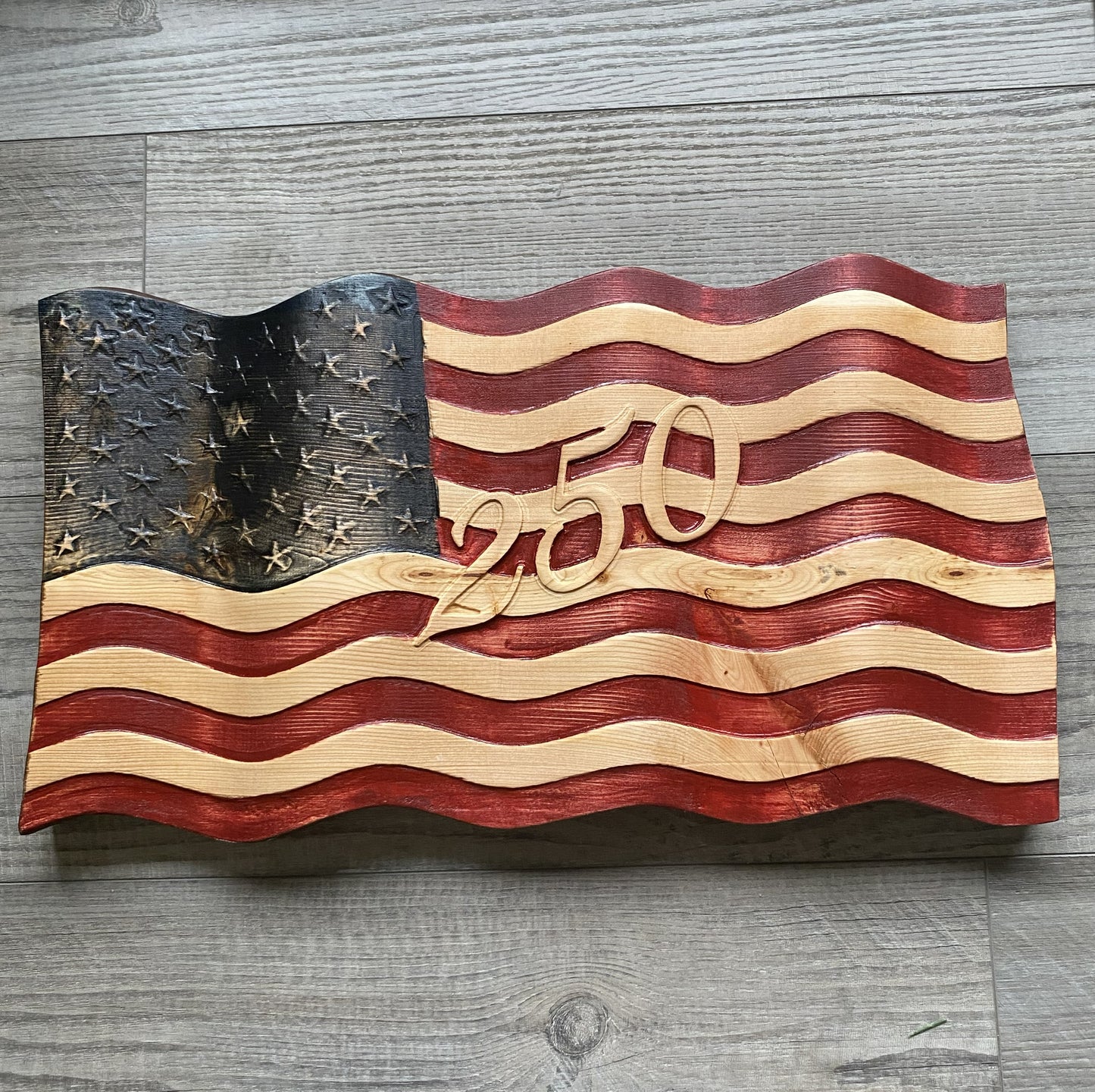 Old Glory - Hand Carved Wavy American Flag - 250th Anniversary Edition