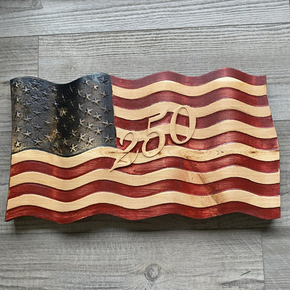Old Glory - Hand Carved Wavy American Flag - 250th Anniversary Edition