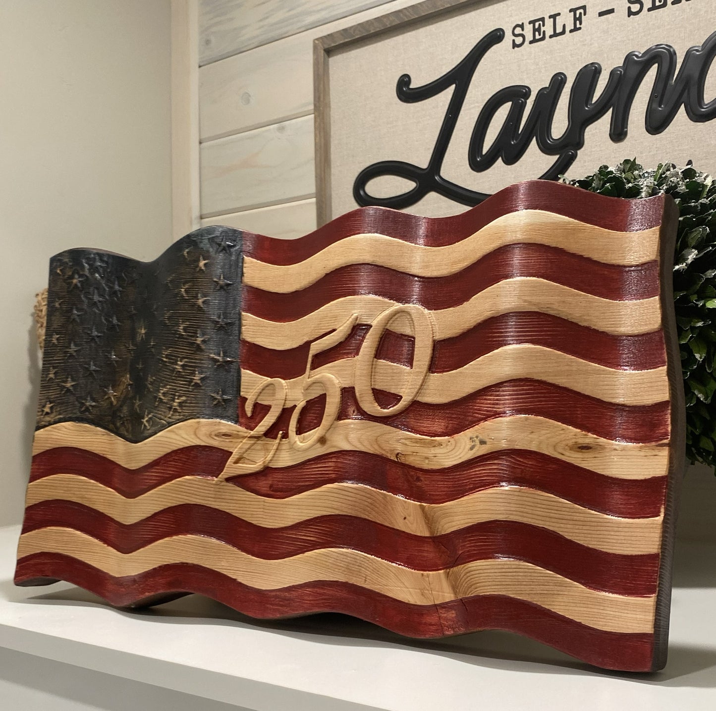 Old Glory - Hand Carved Wavy American Flag - 250th Anniversary Edition