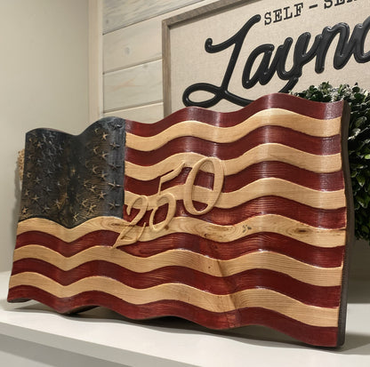 Old Glory - Hand Carved Wavy American Flag - 250th Anniversary Edition