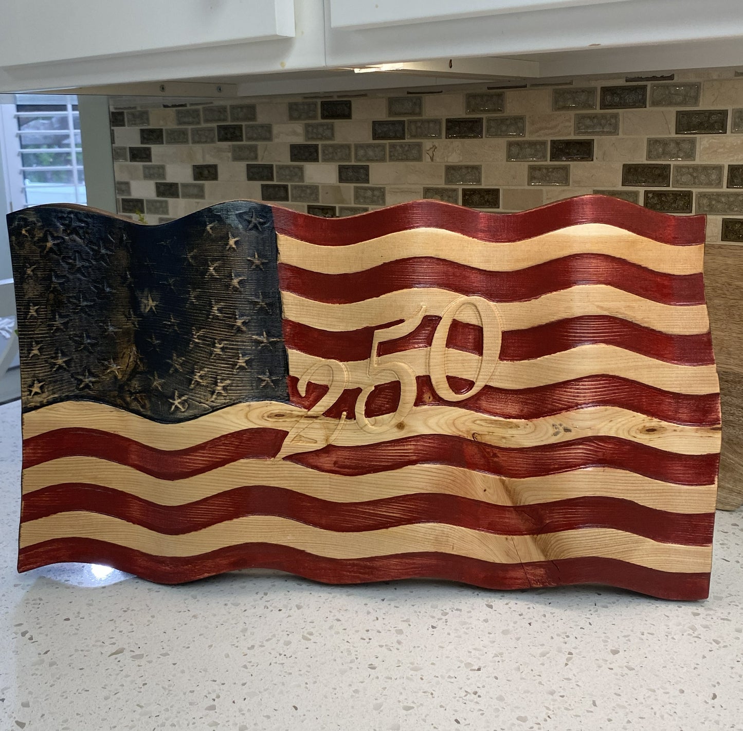 Old Glory - Hand Carved Wavy American Flag - 250th Anniversary Edition