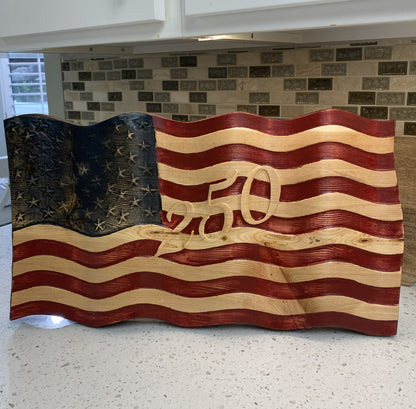 Old Glory - Hand Carved Wavy American Flag - 250th Anniversary Edition