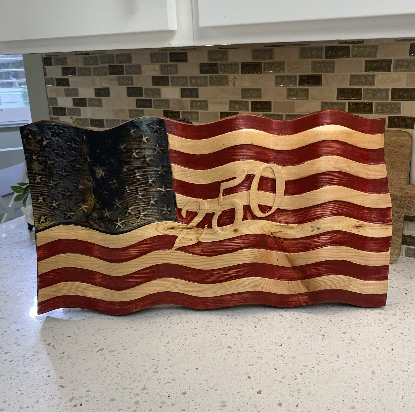 Old Glory - Hand Carved Wavy American Flag - 250th Anniversary Edition
