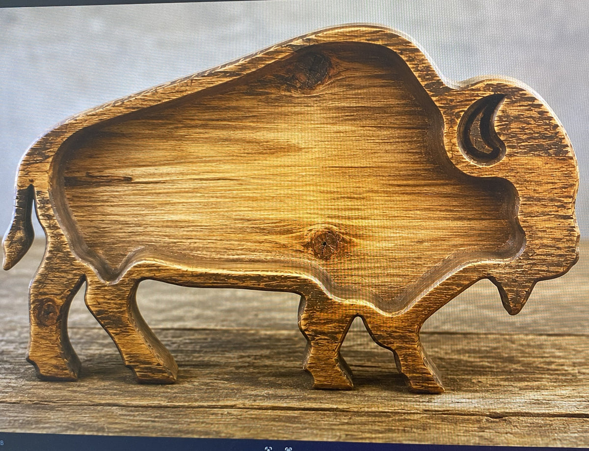 Majestic Buffalo – Handcrafted Candle-Ready Wood Vessel
