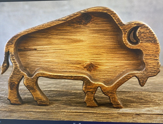 Majestic Buffalo – Handcrafted Candle-Ready Wood Vessel