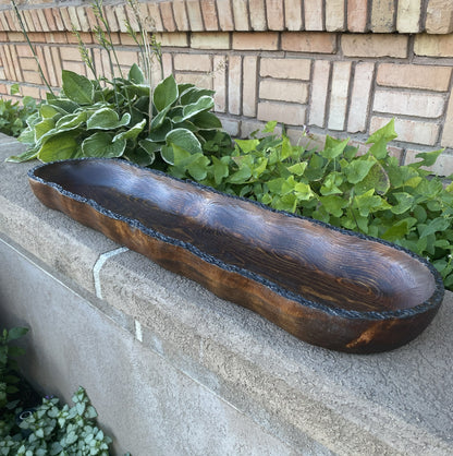 Live Edge Wood Dough Bowl | Heirloom Candle Ready Vessel | Handcrafted Rustic Farmhouse Decor | Large Wooden Centerpiece