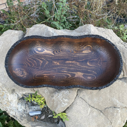 Live Edge Wood Dough Bowl | Heirloom Candle Ready Vessel | Handcrafted Rustic Farmhouse Decor | Large Wooden Centerpiece