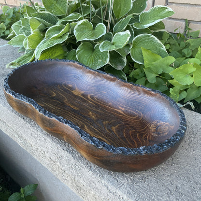 Live Edge Wood Dough Bowl | Heirloom Candle Ready Vessel | Handcrafted Rustic Farmhouse Decor | Large Wooden Centerpiece