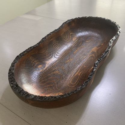 Live Edge Wood Dough Bowl | Heirloom Candle Ready Vessel | Handcrafted Rustic Farmhouse Decor | Large Wooden Centerpiece