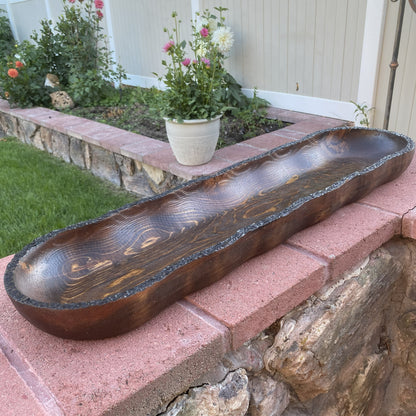 Live Edge Wood Dough Bowl | Heirloom Candle Ready Vessel | Handcrafted Rustic Farmhouse Decor | Large Wooden Centerpiece