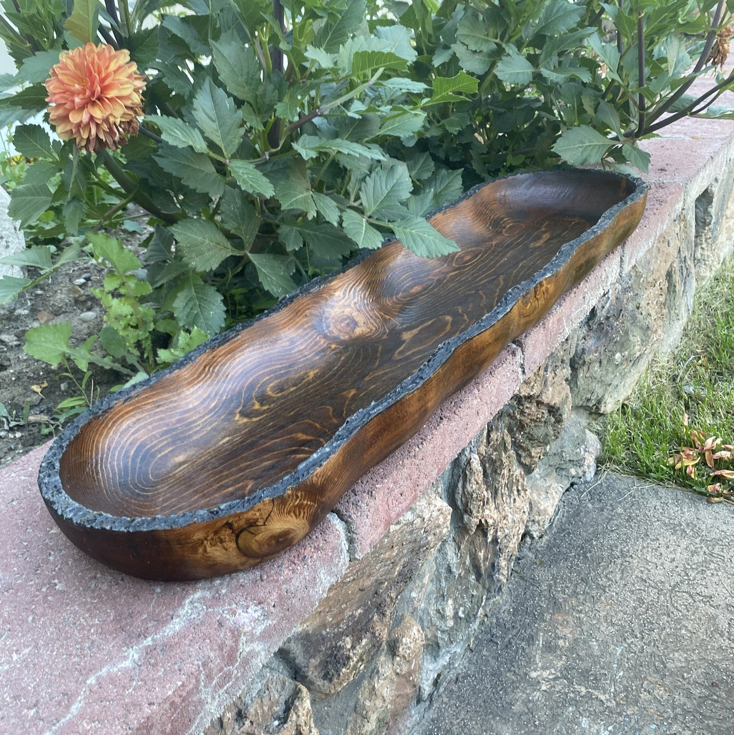 Live Edge Wood Dough Bowl | Heirloom Candle Ready Vessel | Handcrafted Rustic Farmhouse Decor | Large Wooden Centerpiece