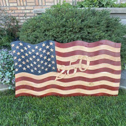 Old Glory - Hand Carved Wavy American Flag - 250th Anniversary Edition