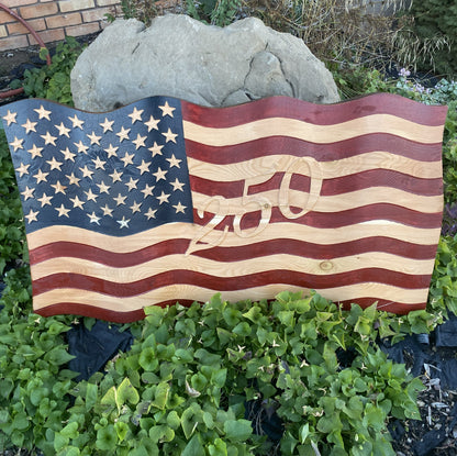 Old Glory - Hand Carved Wavy American Flag - 250th Anniversary Edition