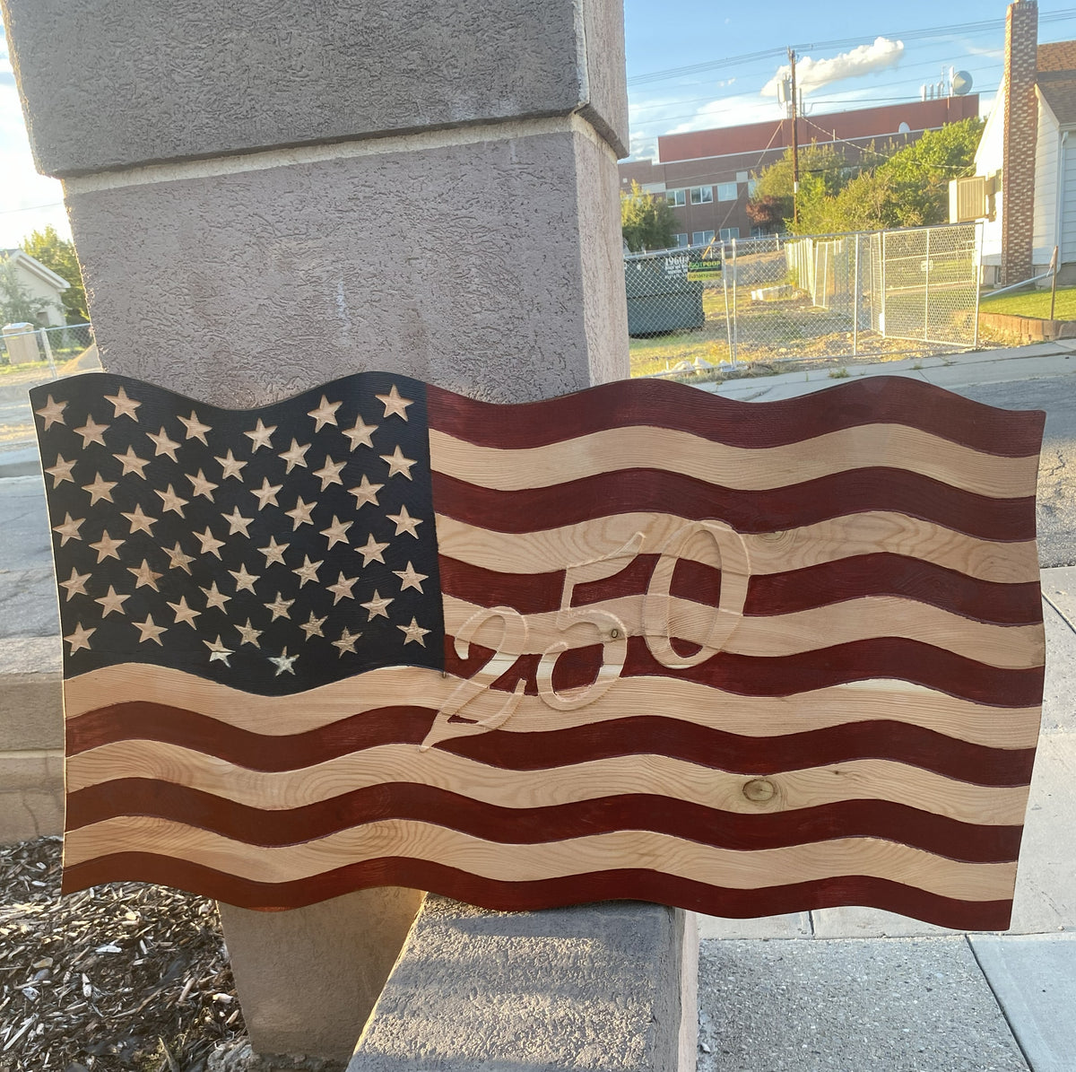 Old Glory - Hand Carved Wavy American Flag - 250th Anniversary Edition