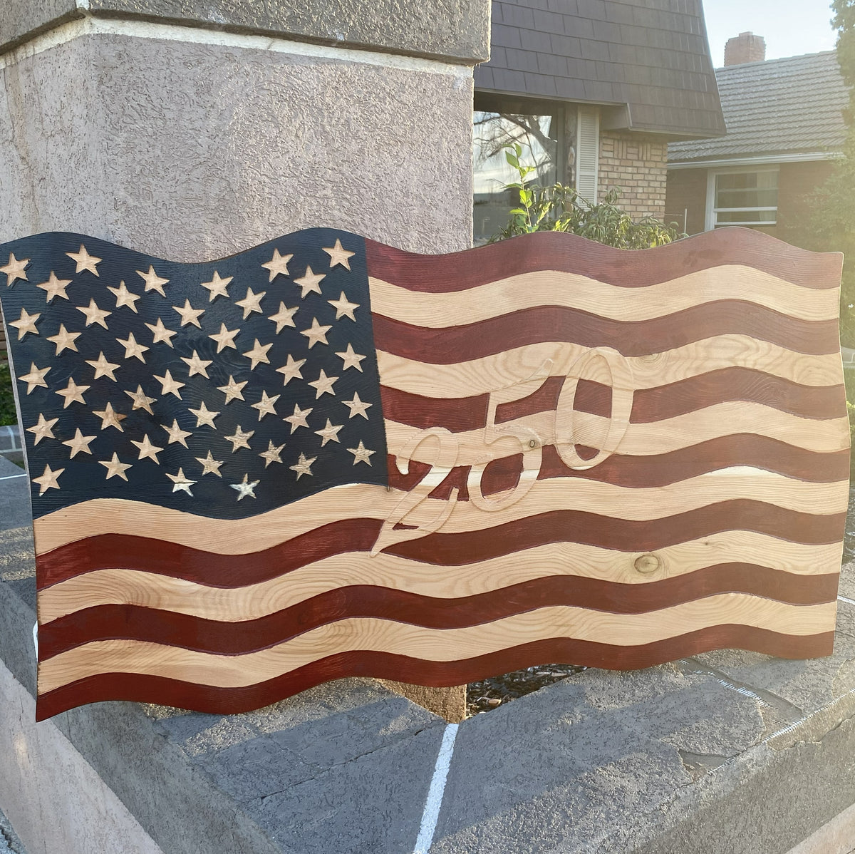 Old Glory - Hand Carved Wavy American Flag - 250th Anniversary Edition