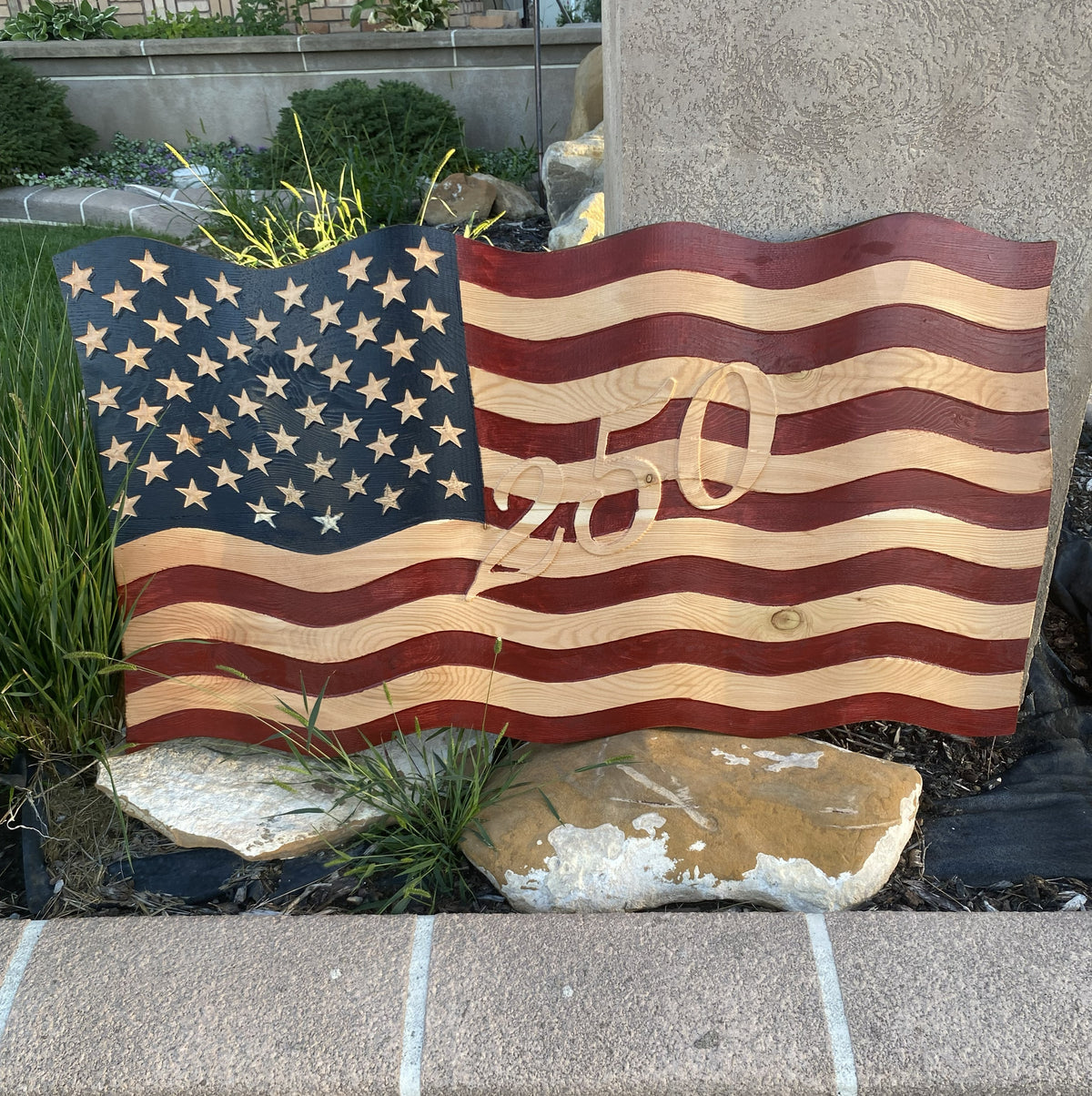 Old Glory - Hand Carved Wavy American Flag - 250th Anniversary Edition