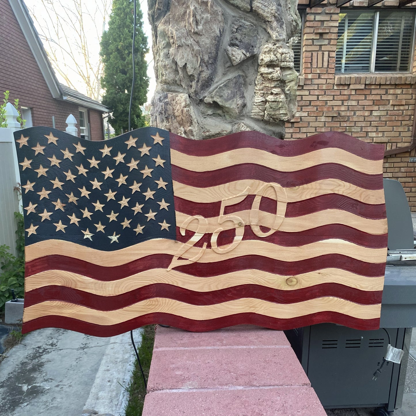 Old Glory - Hand Carved Wavy American Flag - 250th Anniversary Edition