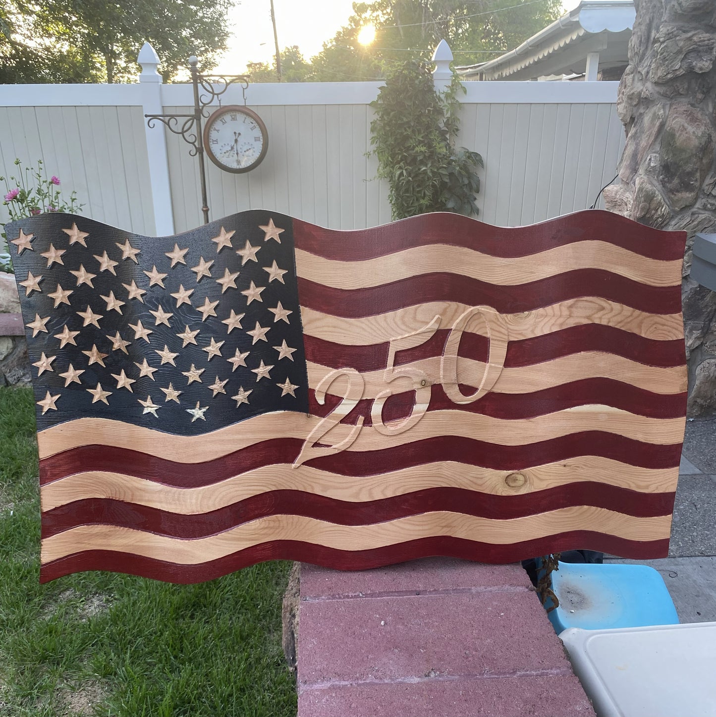 Old Glory - Hand Carved Wavy American Flag - 250th Anniversary Edition