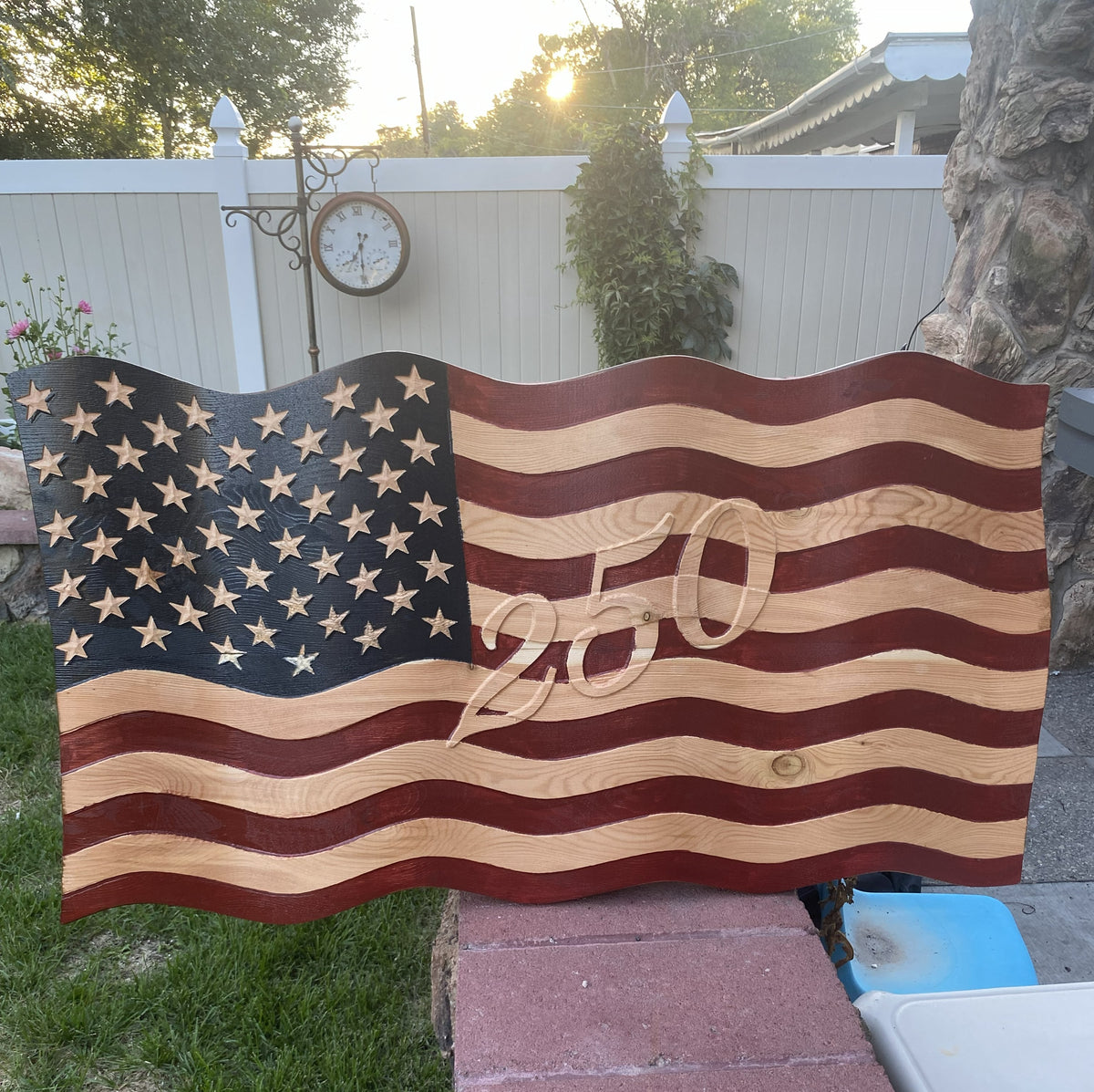 Old Glory - Hand Carved Wavy American Flag - 250th Anniversary Edition