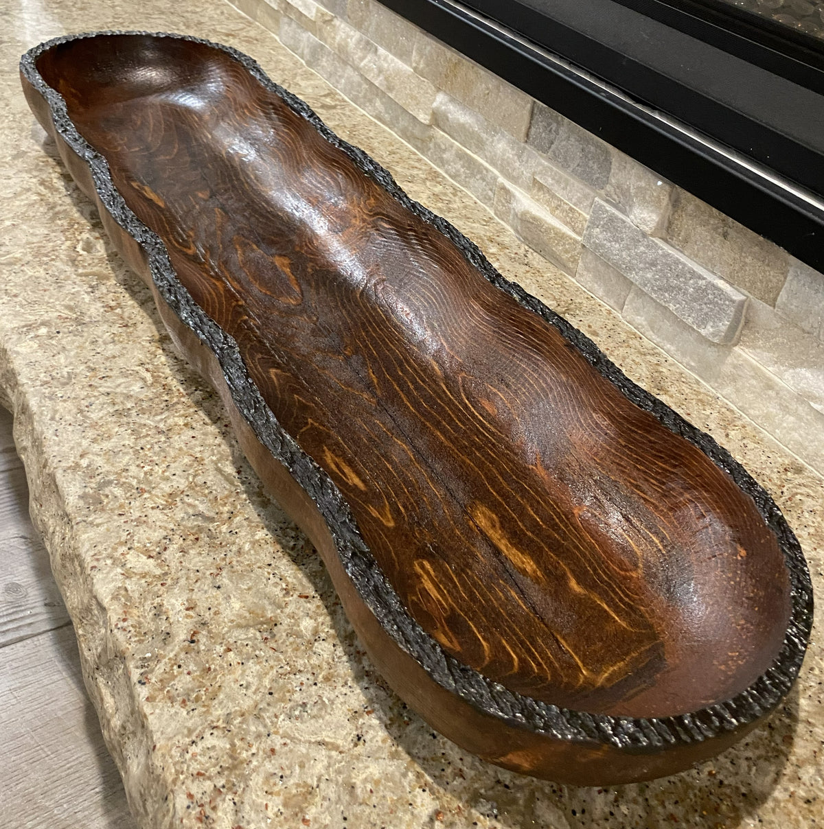 Live Edge Wood Dough Bowl | Heirloom Candle Ready Vessel | Handcrafted Rustic Farmhouse Decor | Large Wooden Centerpiece