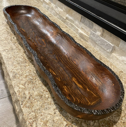 Live Edge Wood Dough Bowl | Heirloom Candle Ready Vessel | Handcrafted Rustic Farmhouse Decor | Large Wooden Centerpiece