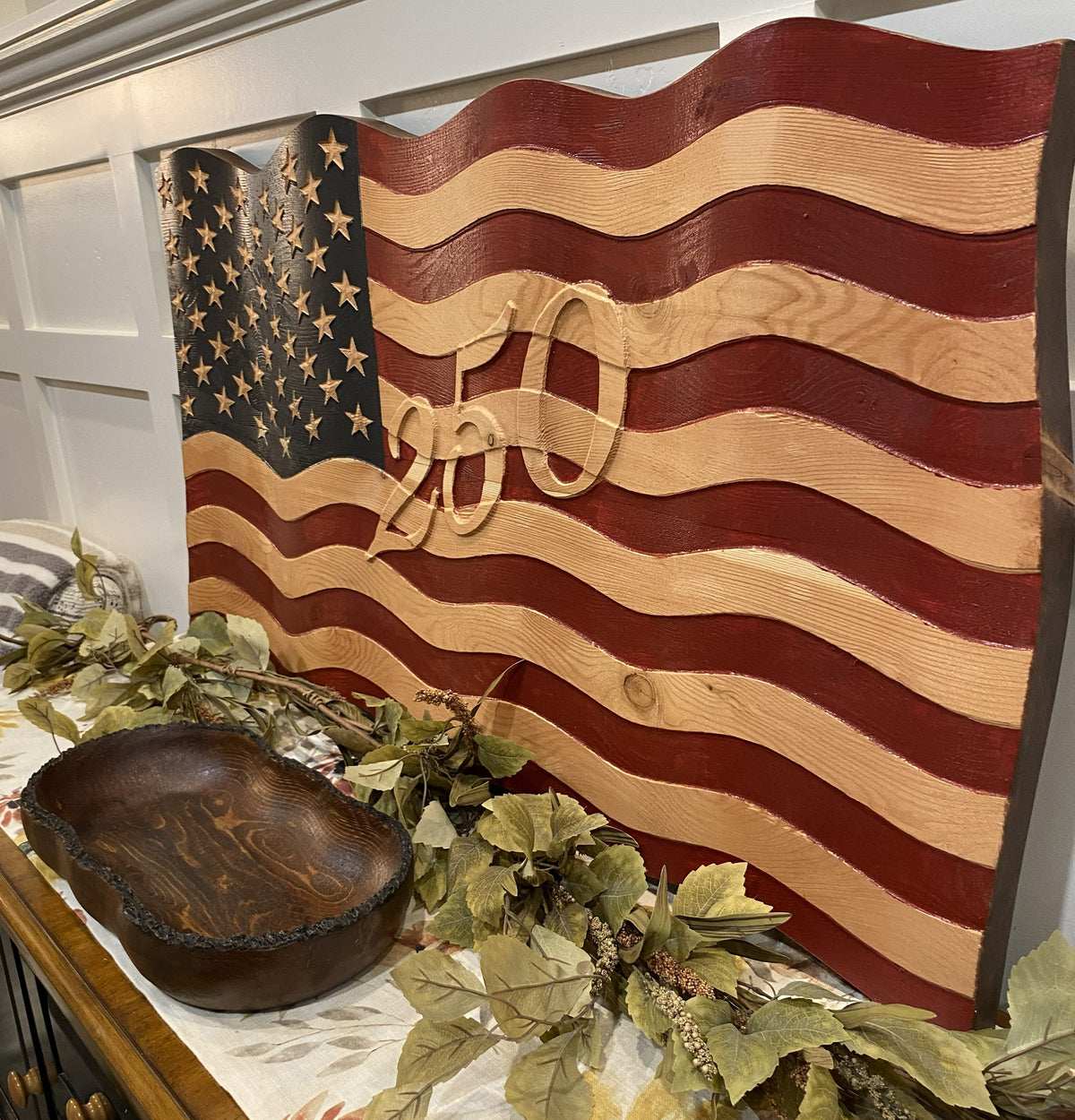 Old Glory - Hand Carved Wavy American Flag - 250th Anniversary Edition