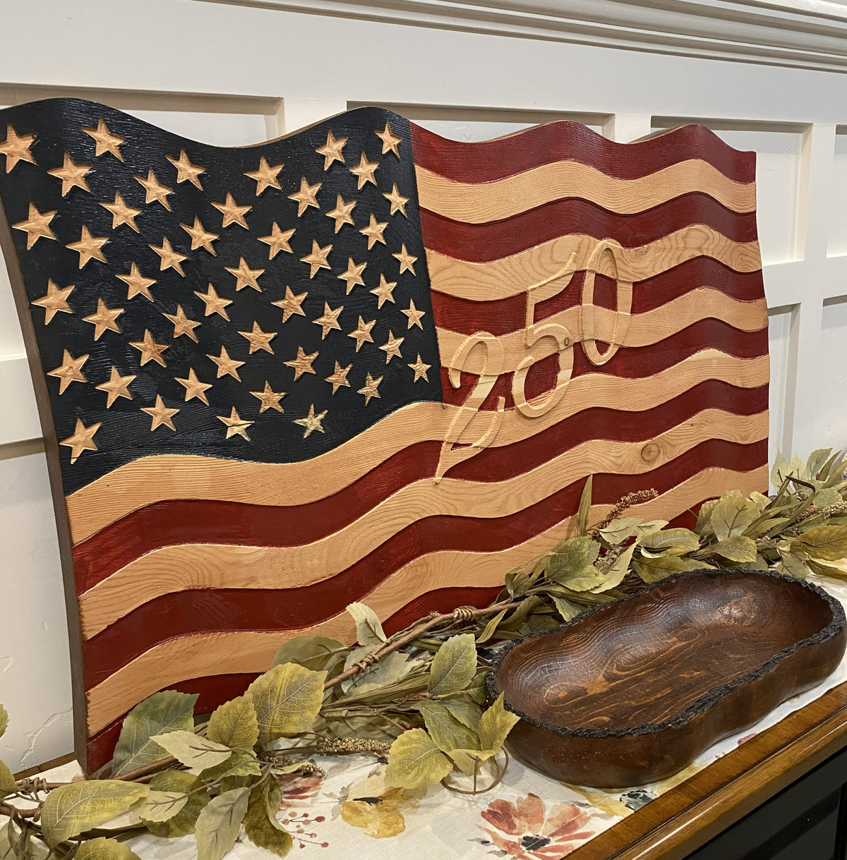 Old Glory - Hand Carved Wavy American Flag - 250th Anniversary Edition
