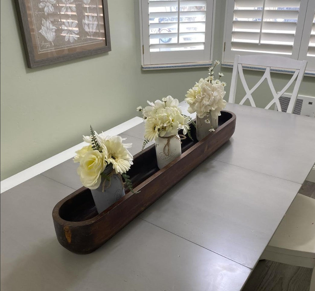 40" Extra Wide Extra Deep Safest Premium Standard Design Wooden Dough Bowl –Candle Ready Reusable and Repurposable Farmhouse Table Centerpiece