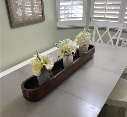 40" Extra Wide Extra Deep Safest Premium Standard Design Wooden Dough Bowl –Candle Ready Reusable and Repurposable Farmhouse Table Centerpiece