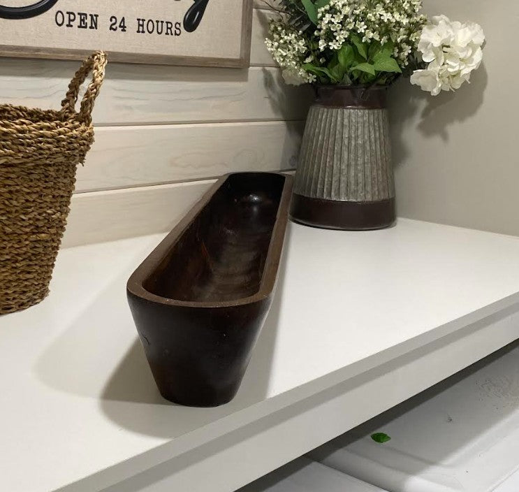 40" Extra Wide Extra Deep Safest Premium Triangle  Design Wooden Dough Bowl –Candle Ready Reusable and Repurposable Farmhouse Table Centerpiece (Copy)