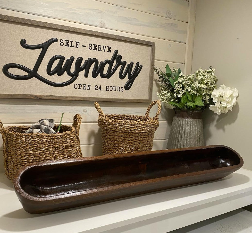 40" Extra Wide Extra Deep Safest Premium Standard Design Wooden Dough Bowl –Candle Ready Reusable and Repurposable Farmhouse Table Centerpiece