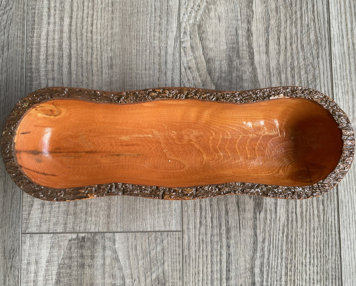 Live Edge Wood Dough Bowl | Heirloom Candle Ready Vessel | Handcrafted Rustic Farmhouse Decor | Large Wooden Centerpiece