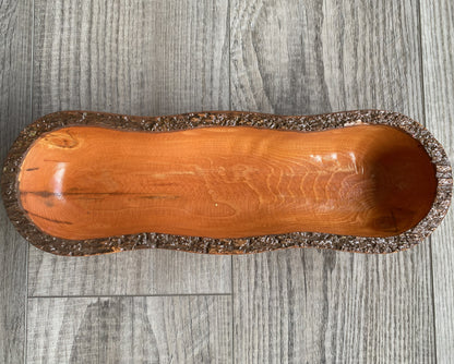 Live Edge Wood Dough Bowl | Heirloom Candle Ready Vessel | Handcrafted Rustic Farmhouse Decor | Large Wooden Centerpiece