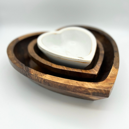 Large Heart Bowl, 11" Farmhouse Wood Bowl